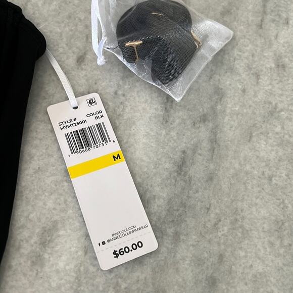 Anne Cole Black Strapless Tankini Top NWT Woman Size Medium - Picture 5 of 8